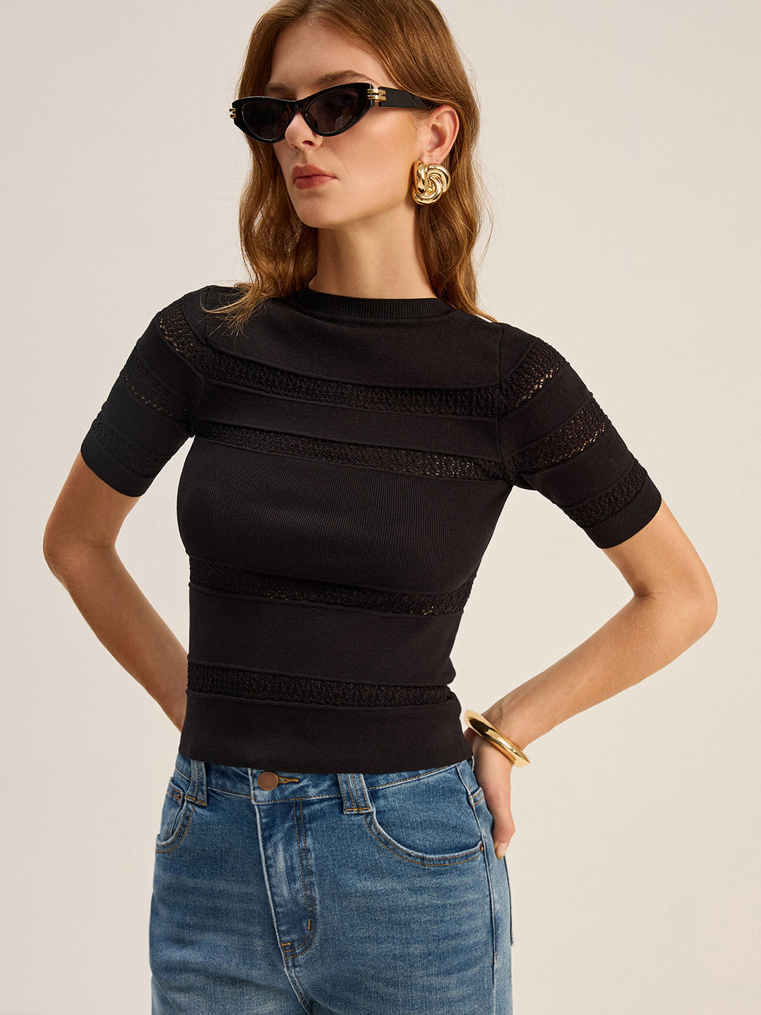 Crochet Detail Knit Top  Liora Lane Boutique Knit Tops