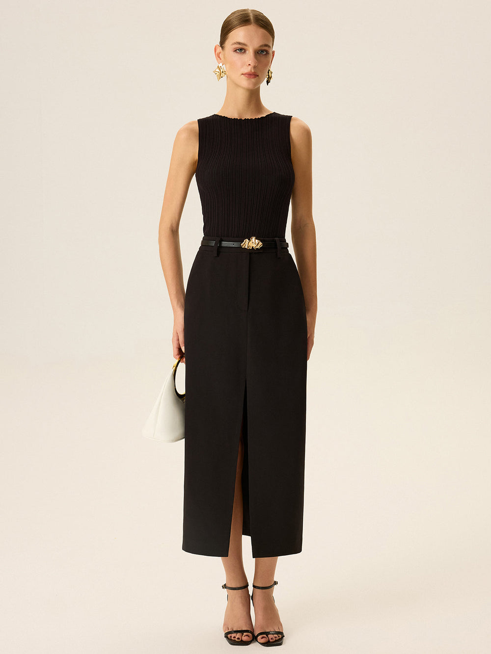 Belted Pocket Slit Midi Skirt  Liora Lane Boutique Skirts