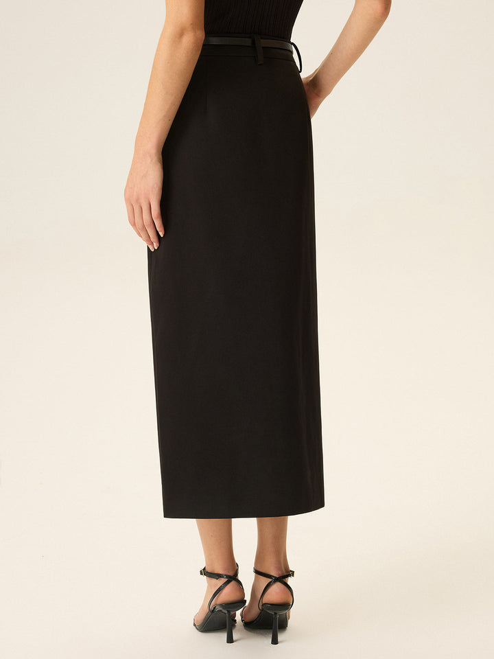 Belted Pocket Slit Midi Skirt  Liora Lane Boutique Skirts