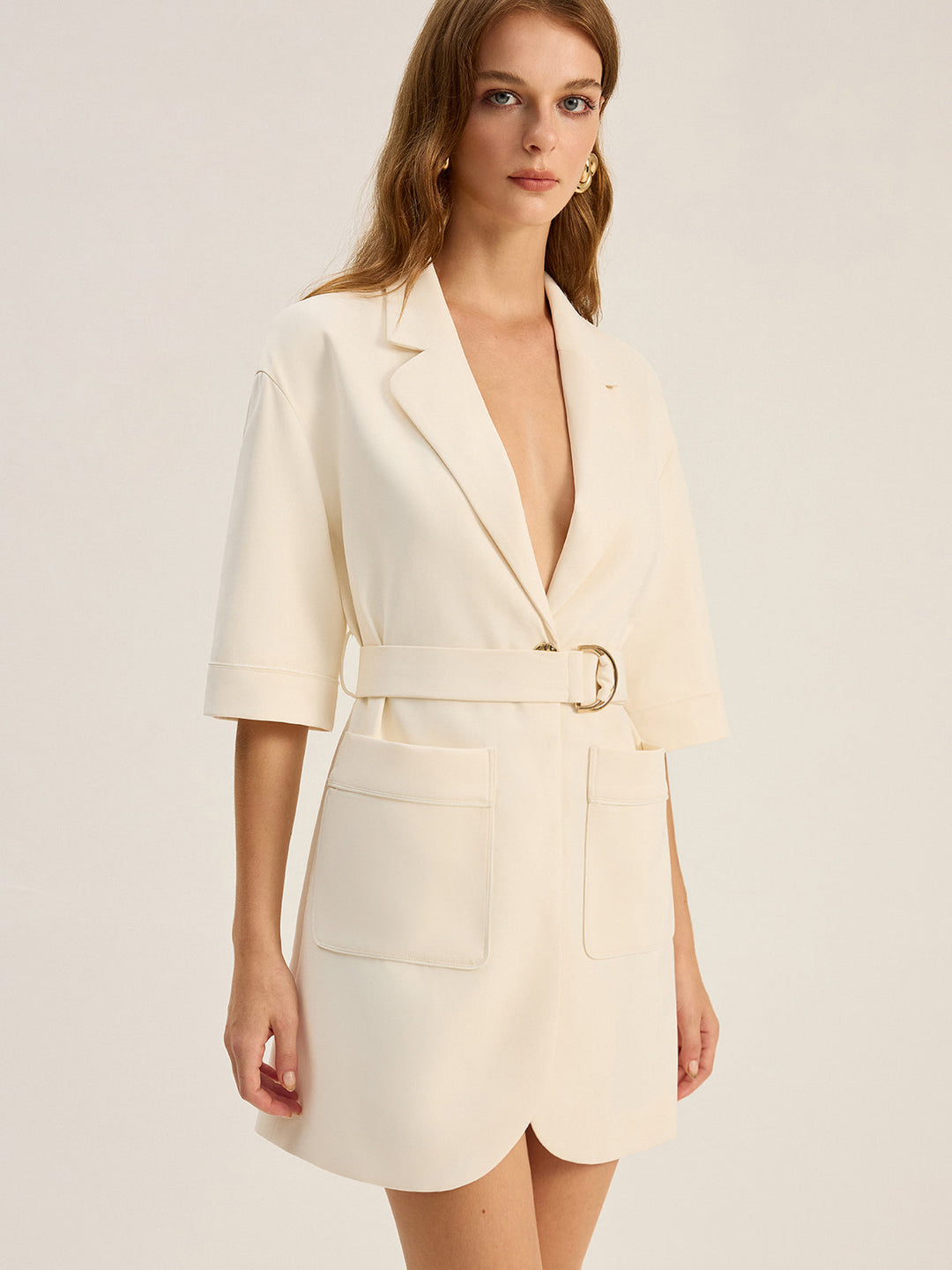 Belted Pocketed Blazer Dress  Liora Lane Boutique Dresses