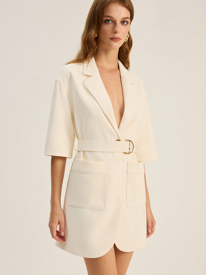 Belted Pocketed Blazer Dress  Liora Lane Boutique Dresses