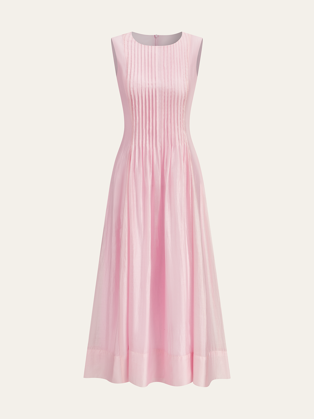 Semi-Sheer Tencel Pleated Sleeveless Midi Dress  Liora Lane Boutique Dresses
