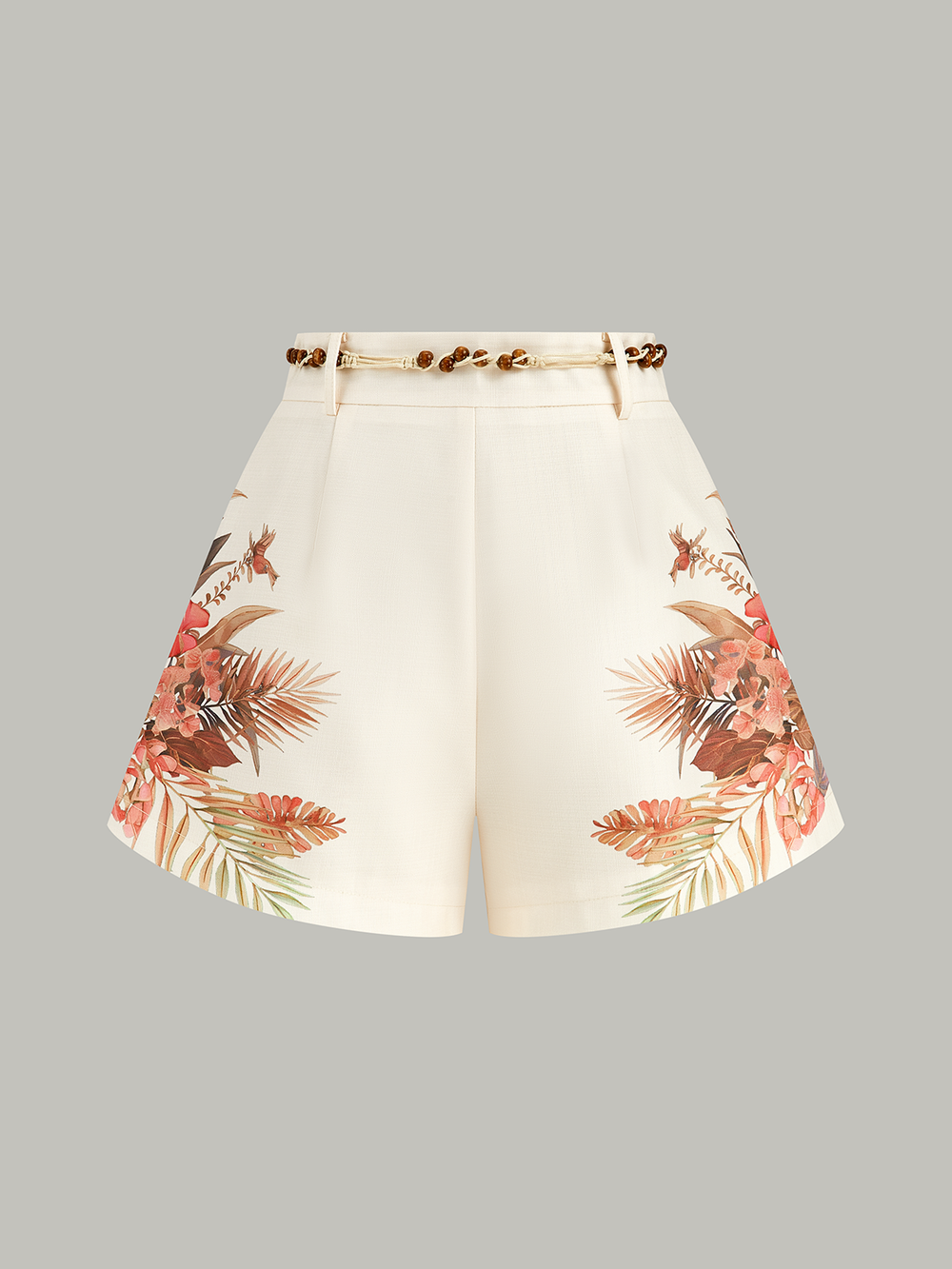 Belted Tropical Print Mid-Waist Shorts  Liora Lane Boutique Shorts