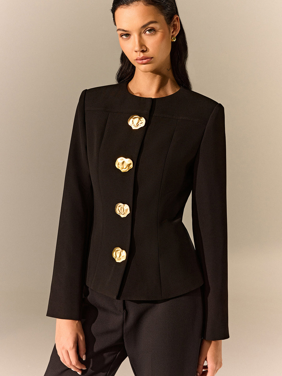 Metal Detail Tailored Blazer  Liora Lane Boutique Blazers