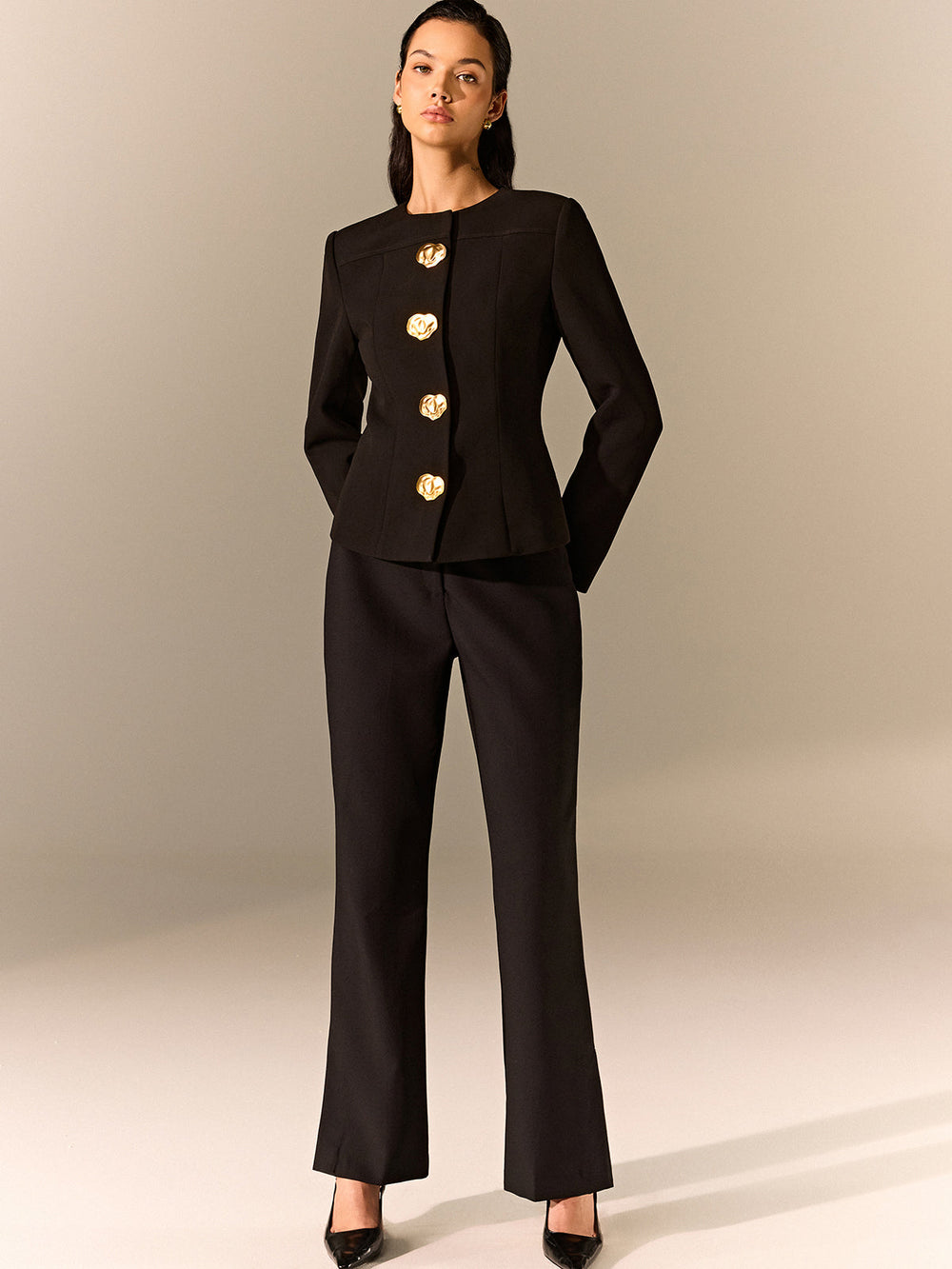 Metal Detail Tailored Blazer  Liora Lane Boutique Blazers