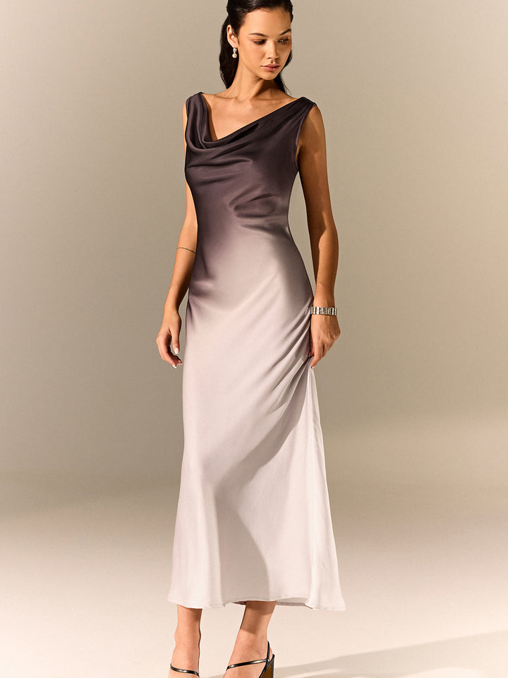Ombre Satin Cowl Neck Maxi Dress  Liora Lane Boutique Dresses
