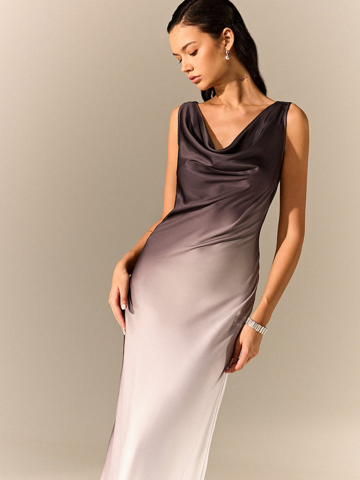 Ombre Satin Cowl Neck Maxi Dress  Liora Lane Boutique Dresses
