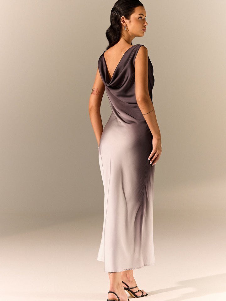 Ombre Satin Cowl Neck Maxi Dress  Liora Lane Boutique Dresses