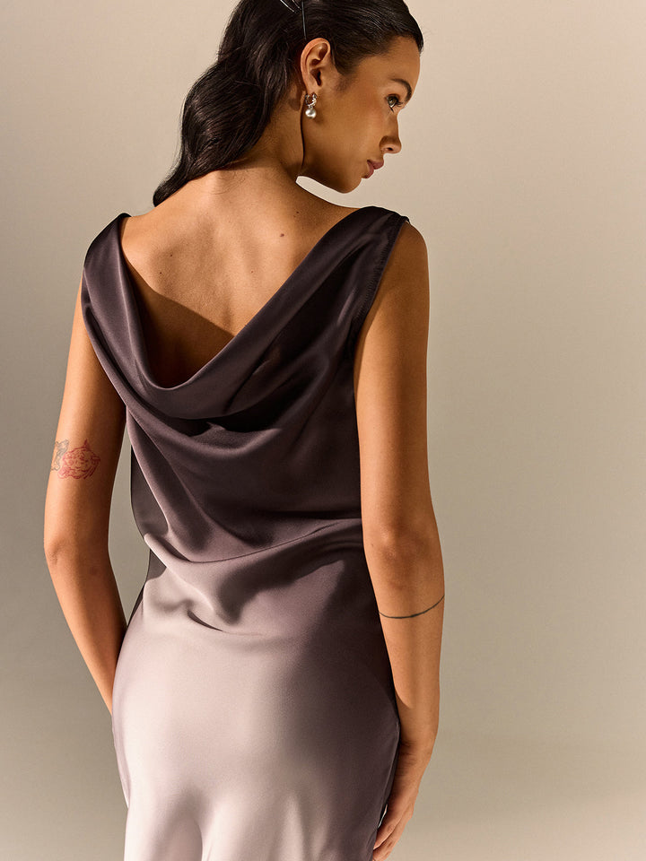 Ombre Satin Cowl Neck Maxi Dress  Liora Lane Boutique Dresses
