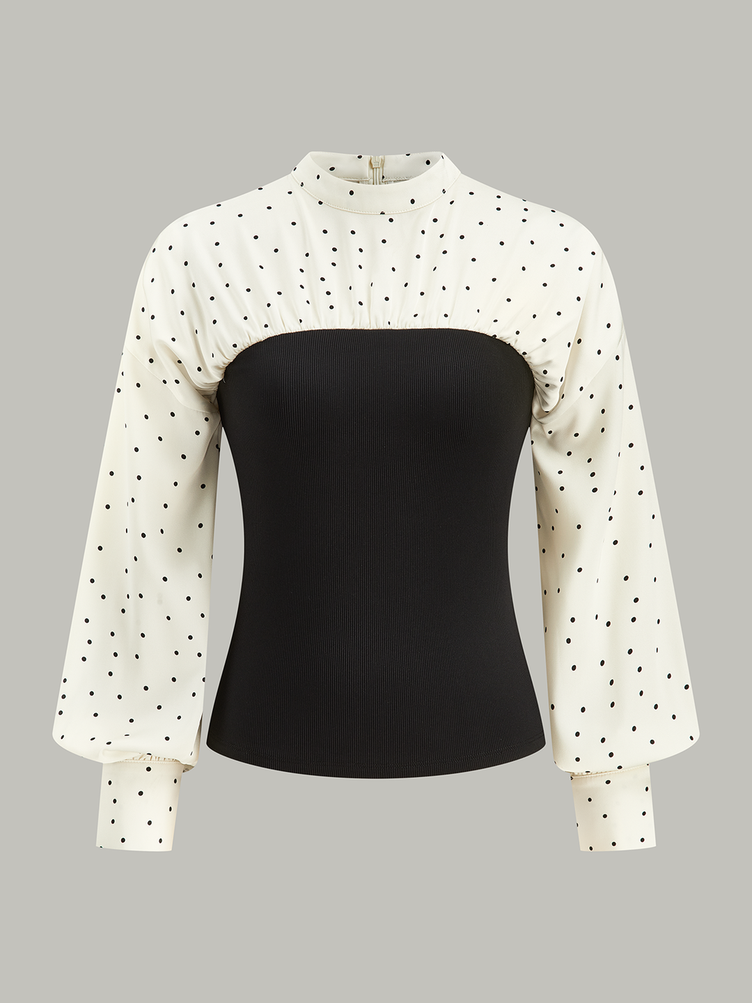 Polka Dot Panel Mock Neck Top  Liora Lane Boutique T-Shirts BlackandWhite / XL 34.00
