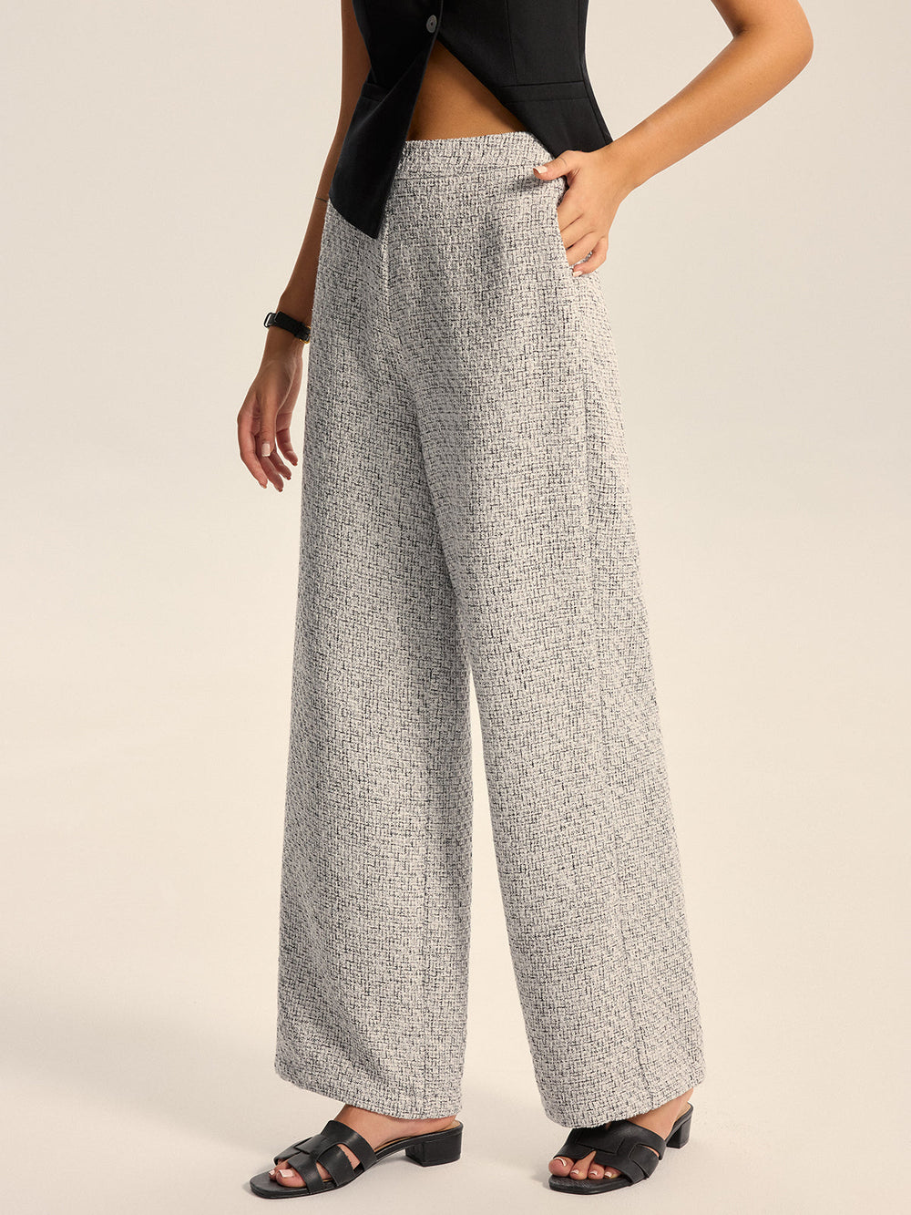 Textured Tweed Wide-Leg Pants  Liora Lane Boutique Pants