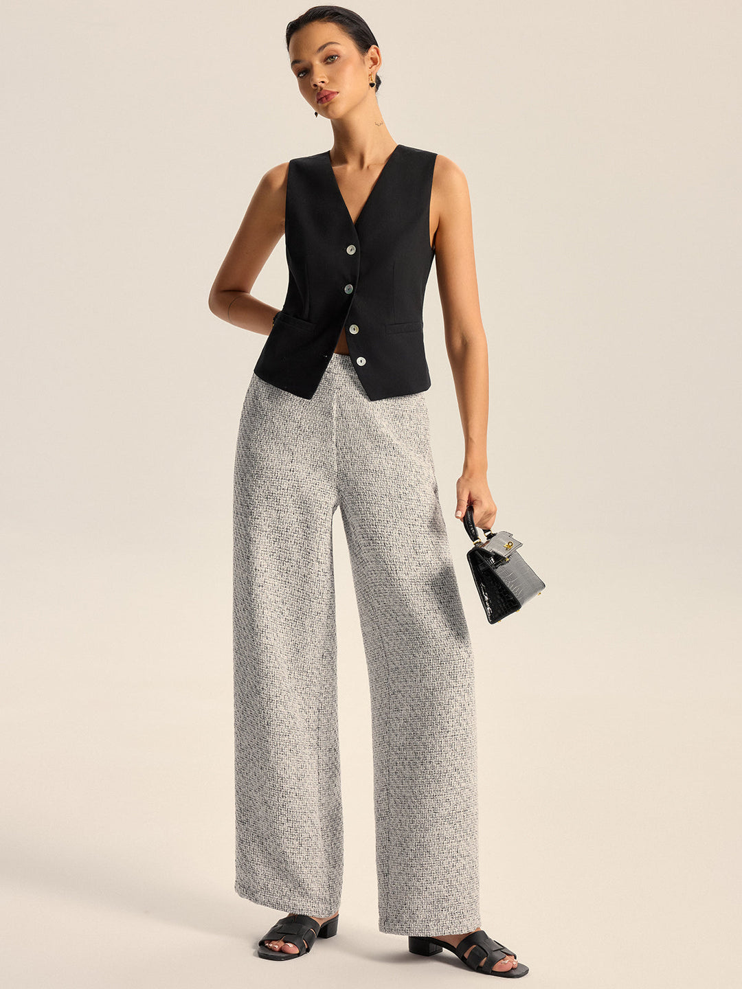 Textured Tweed Wide-Leg Pants  Liora Lane Boutique Pants