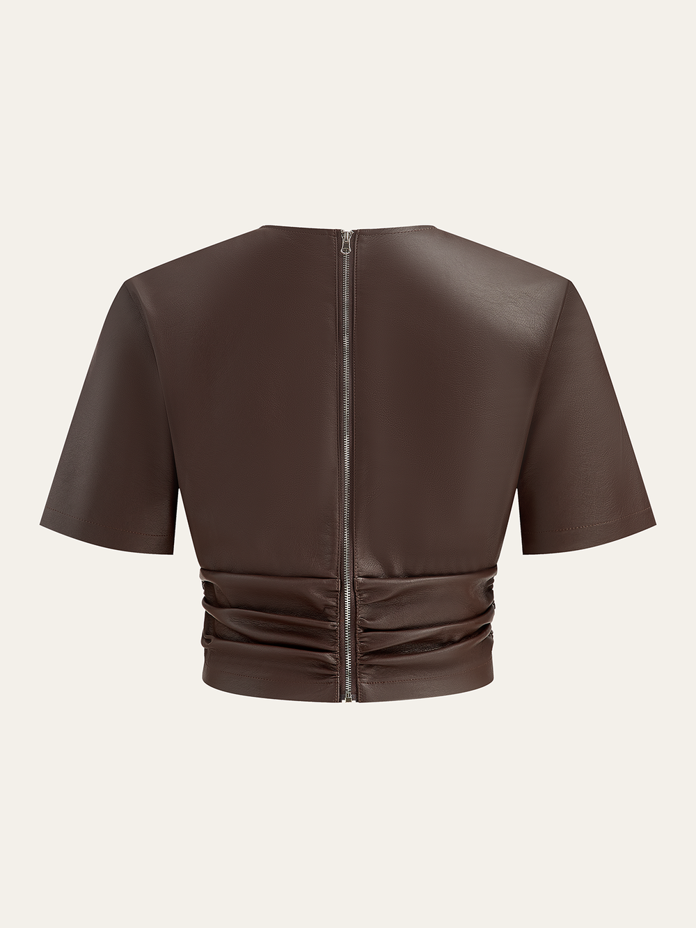 Back Zipper PU Leather Twist T-Shirt  Liora Lane Boutique T-Shirts