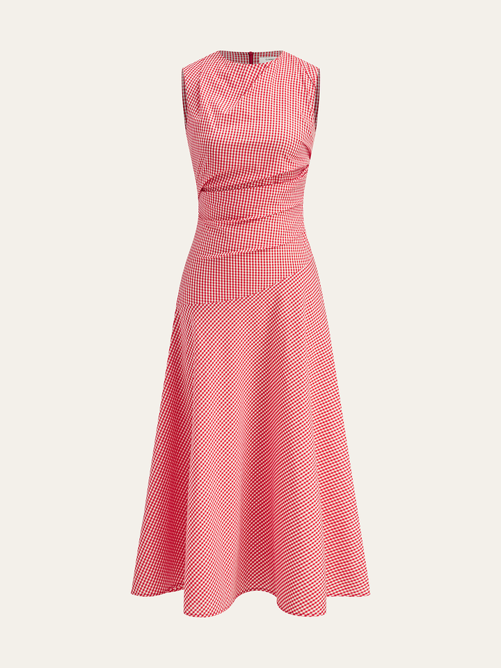 Gingham Midi Dress  Liora Lane Boutique Dresses Red / XL 94.99