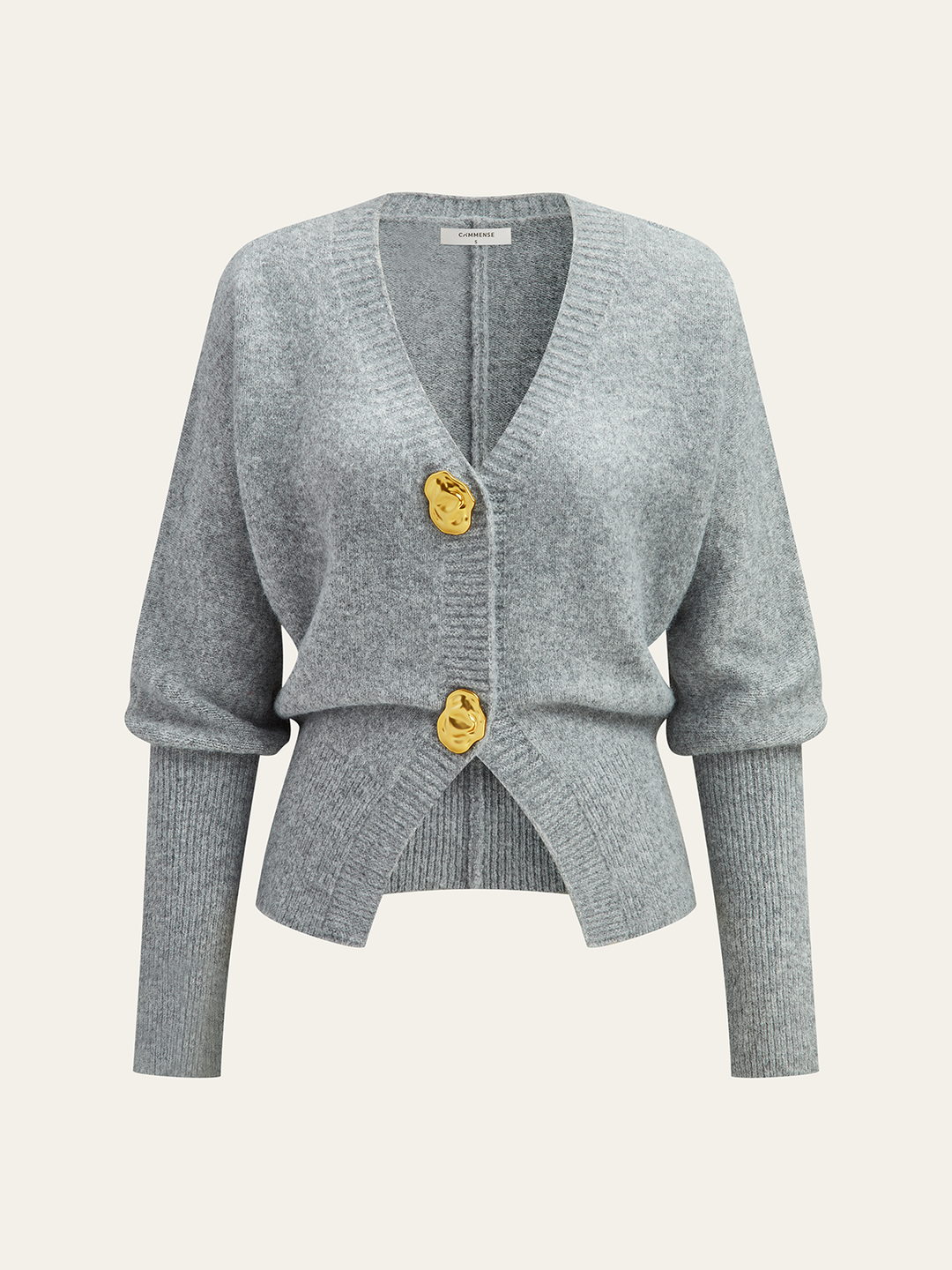 Metal Button Wool Blend Cardigan  Liora Lane Boutique Cardigans Grey / XL 46.00