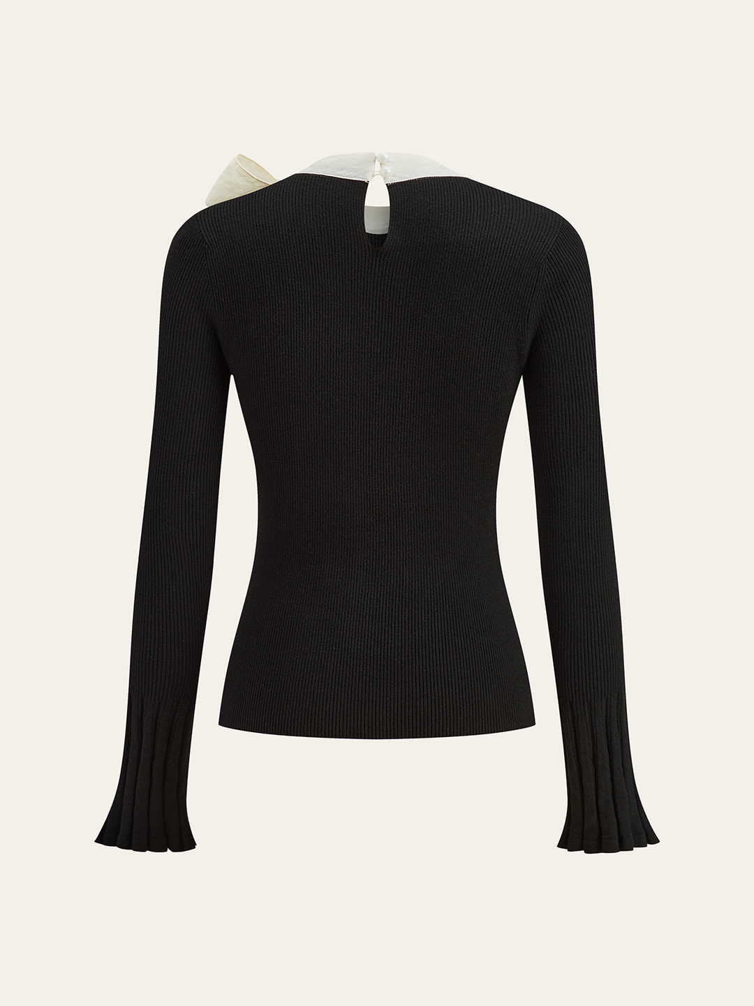 Bow Ribbed Flared Cuff Sweater  Liora Lane Boutique Sweaters