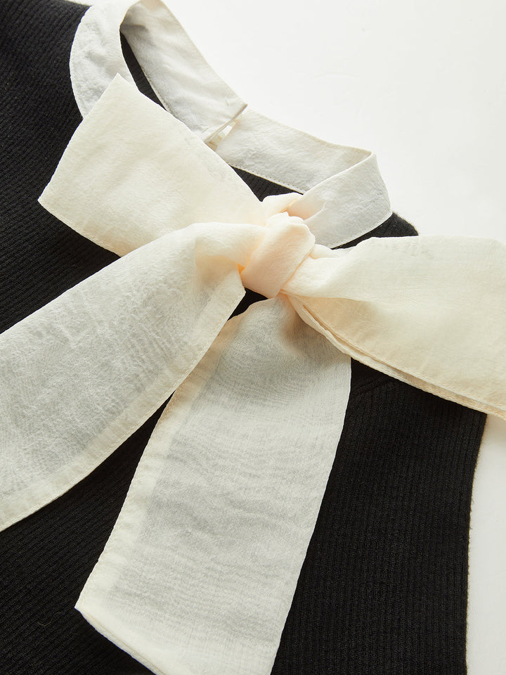 Bow Ribbed Flared Cuff Sweater  Liora Lane Boutique Sweaters