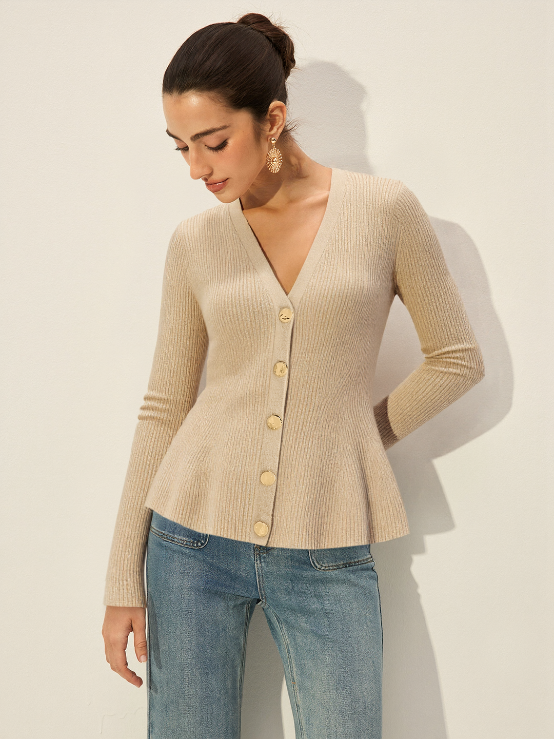 V-Neck Button Ribbed Cardigan  Liora Lane Boutique Cardigans