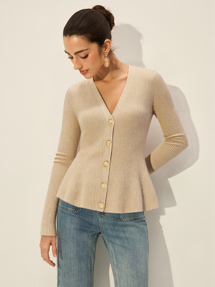 V-Neck Button Ribbed Cardigan  Liora Lane Boutique Cardigans