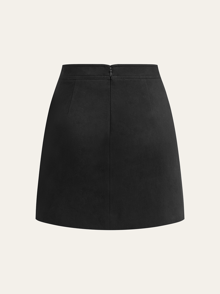 Metal Detail Asymmetric Hem Mini Skirt  Liora Lane Boutique Skirts