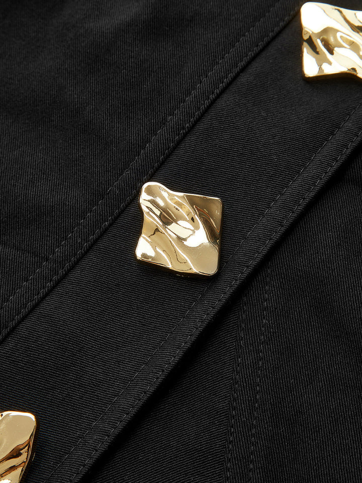 Metal Detail Asymmetric Hem Mini Skirt  Liora Lane Boutique Skirts