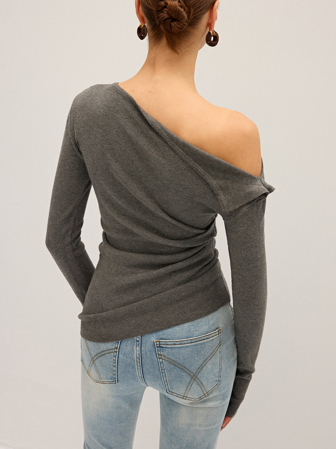 One Shoulder Ribbed Knit Top  Liora Lane Boutique Knit Tops