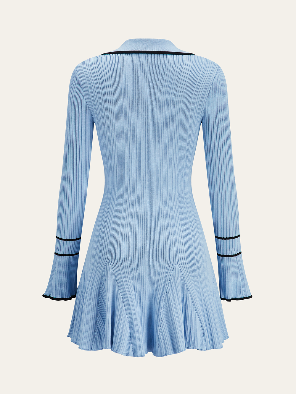 Contrast Trim Lapel Knit Dress  Liora Lane Boutique Sweater Dresses