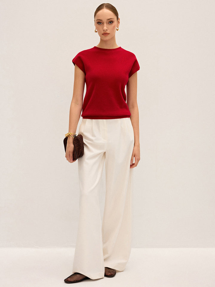 Wool-Blend Cap Sleeve Knit Top  Liora Lane Boutique Knit Tops