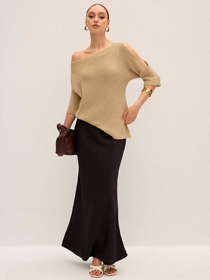 Asymmetric One-Shoulder Knitted Top  Liora Lane Boutique Sweaters