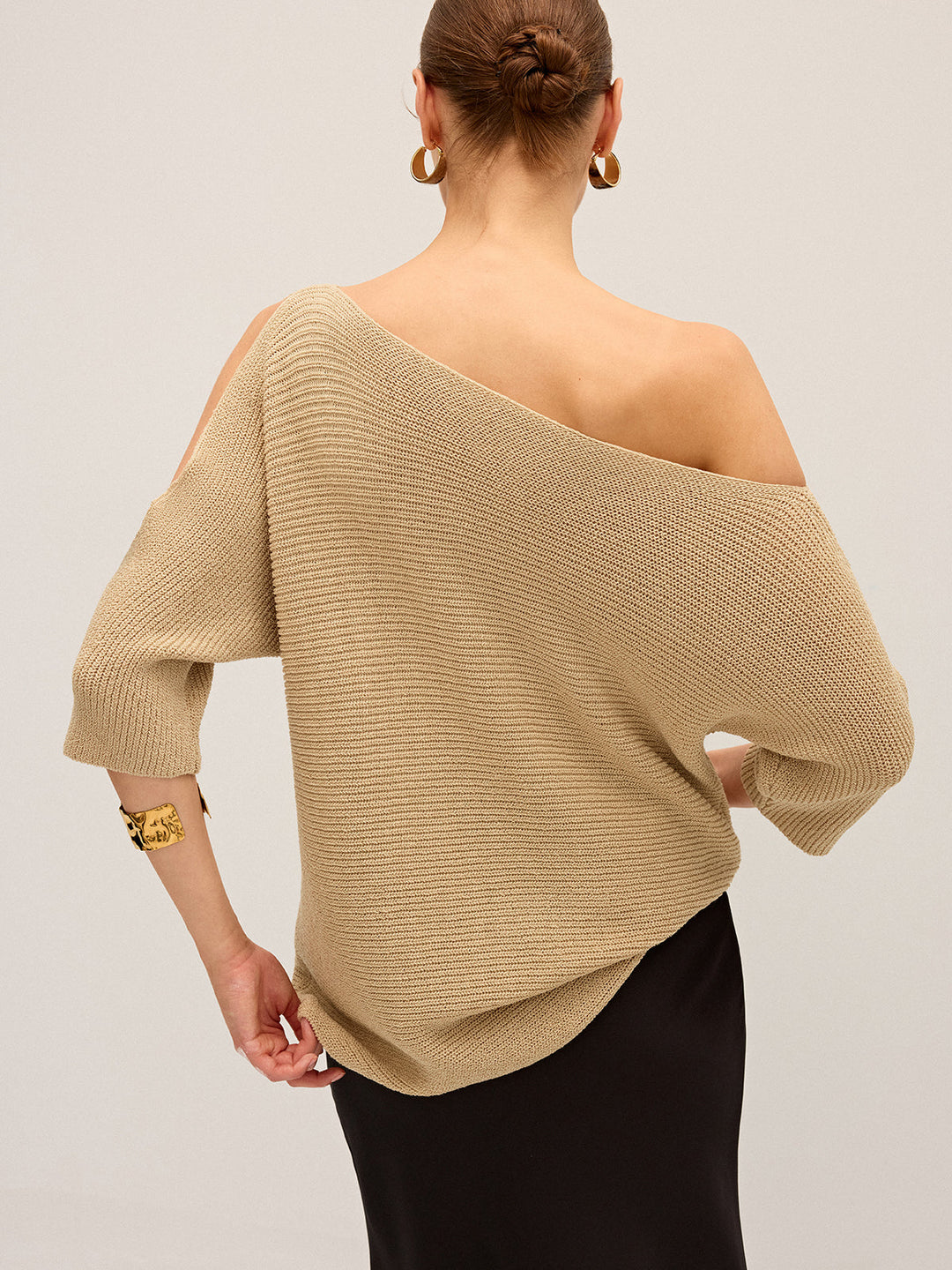 Asymmetric One-Shoulder Knitted Top  Liora Lane Boutique Sweaters