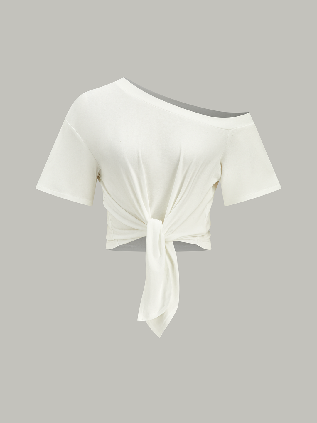 One-Shoulder Knotted Top  Liora Lane Boutique T-Shirts White / XL 25.00