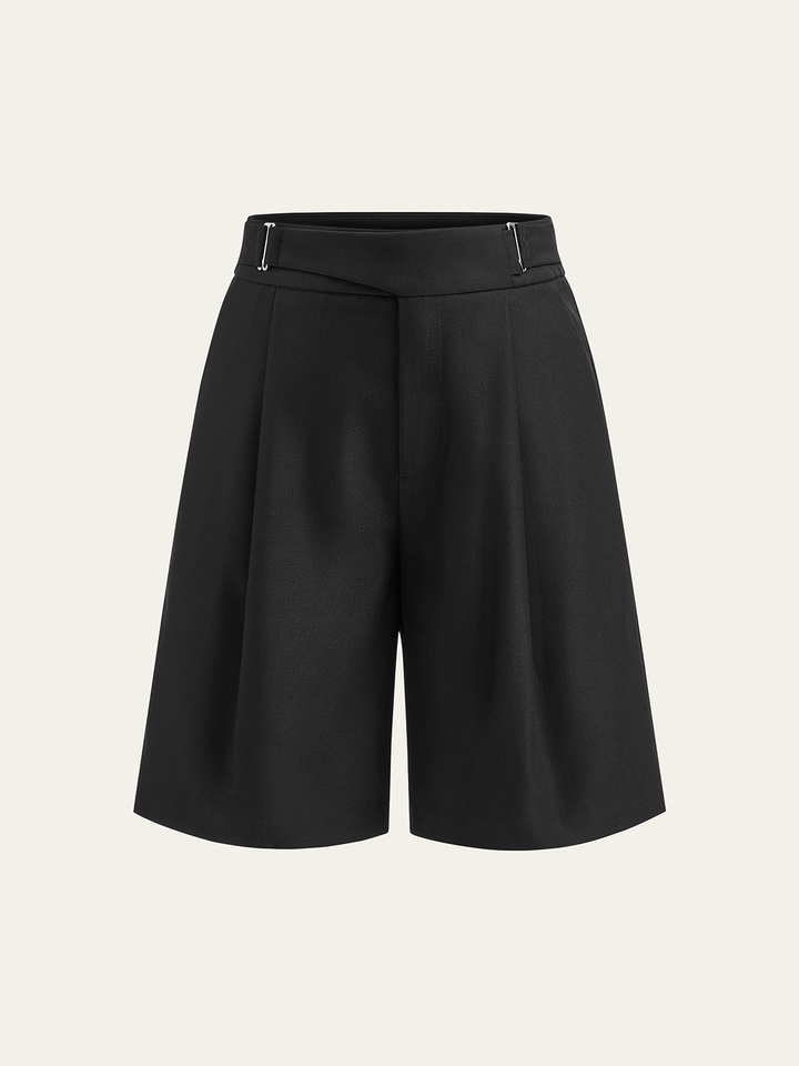 Buckle Detail Mid-Waist Shorts  Liora Lane Boutique Shorts Black / XL 38.00