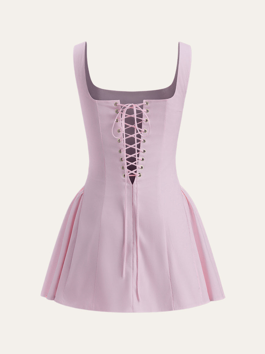 Polka Dot Lace-Up Back Dress  Liora Lane Boutique Dresses