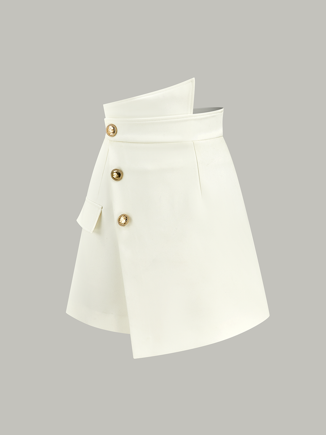 Asymmetric Metal Button Decor Pocket Mini Skirt  Liora Lane Boutique Skirts