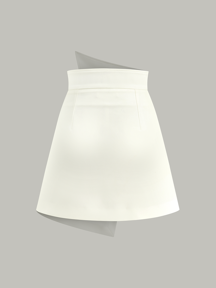 Asymmetric Metal Button Decor Pocket Mini Skirt  Liora Lane Boutique Skirts