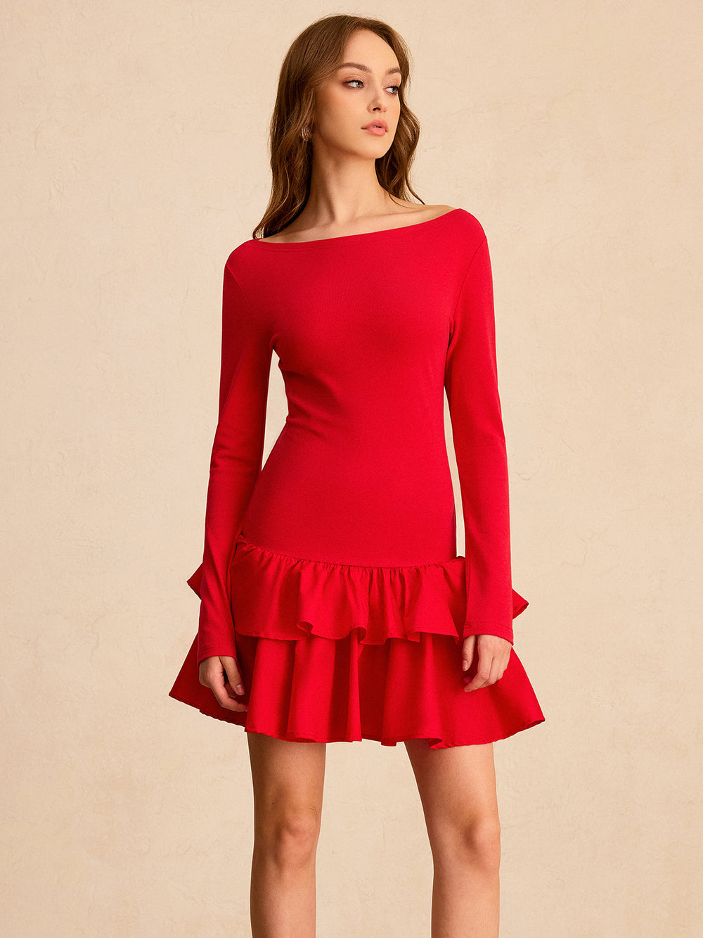 Long Sleeve Tiered Ruffle Mini Dress  Liora Lane Boutique Dresses