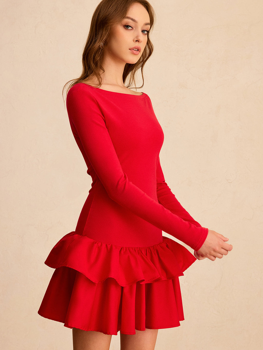 Long Sleeve Tiered Ruffle Mini Dress  Liora Lane Boutique Dresses