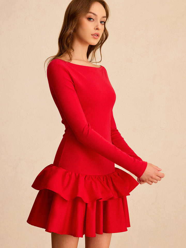 Long Sleeve Tiered Ruffle Mini Dress  Liora Lane Boutique Dresses