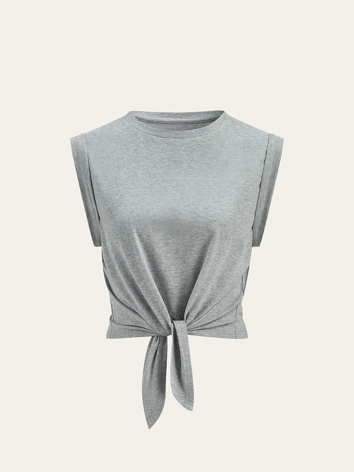Cotton Knotted T-Shirt  Liora Lane Boutique T-Shirts Light Grey / XL 22.00