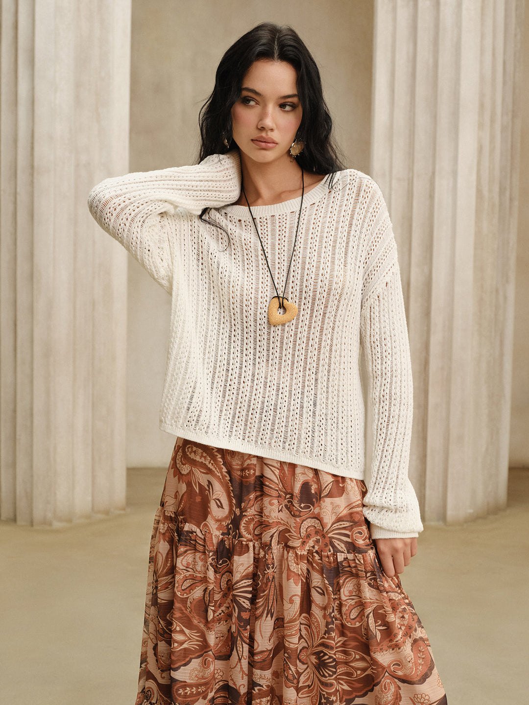 Oversized Crew Neck Sweater  Liora Lane Boutique Sweaters White / XL 39.00