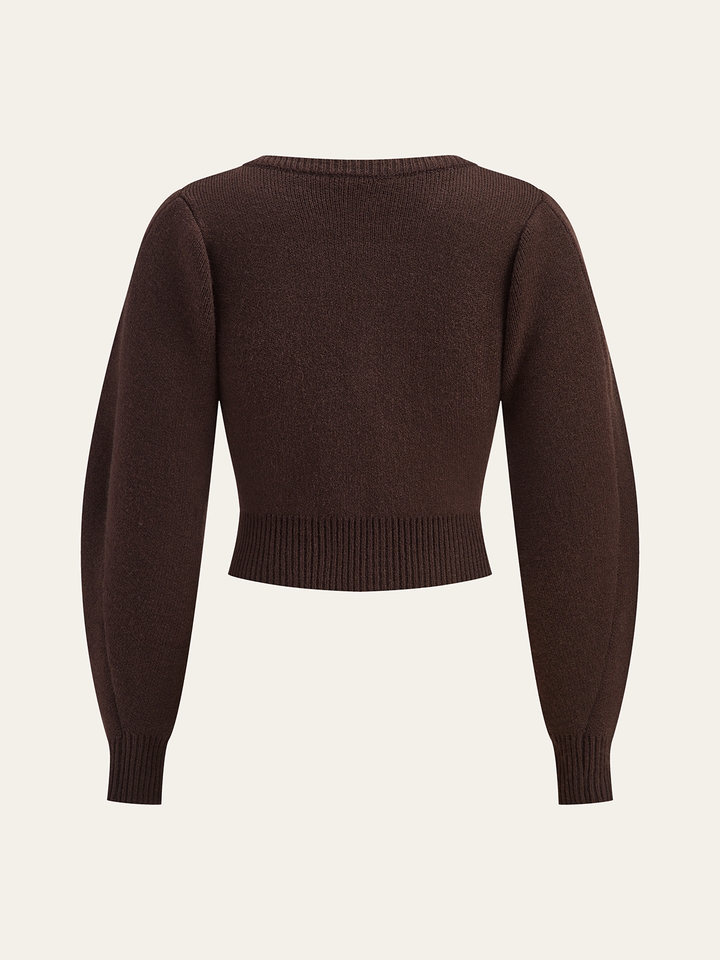 Lamb Sleeve Metal Button Knit Top and Skirt Set  Liora Lane Boutique Sweater Co-ords