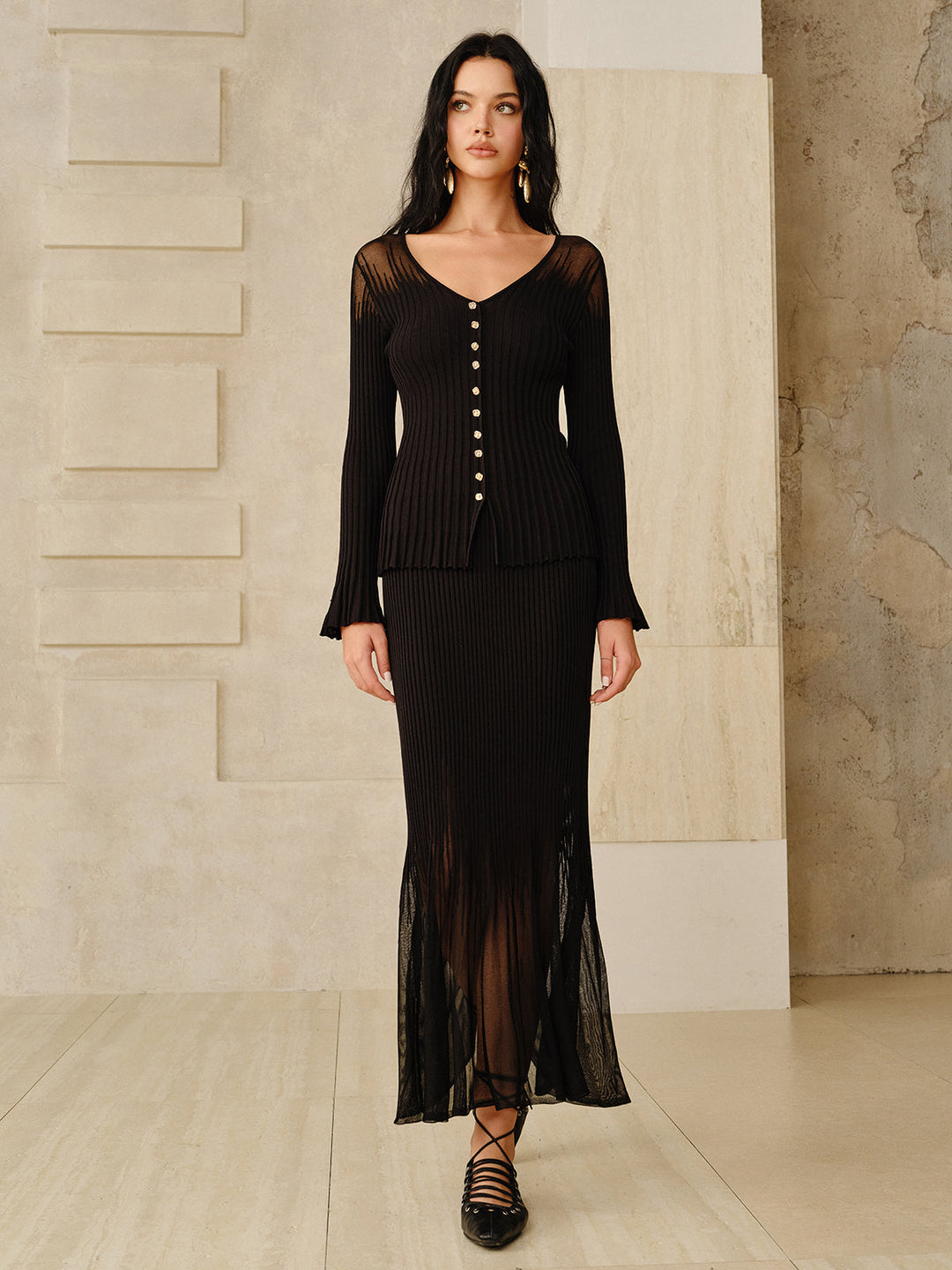 Mesh Panel Ribbed Knit Top  Liora Lane Boutique Knit Tops