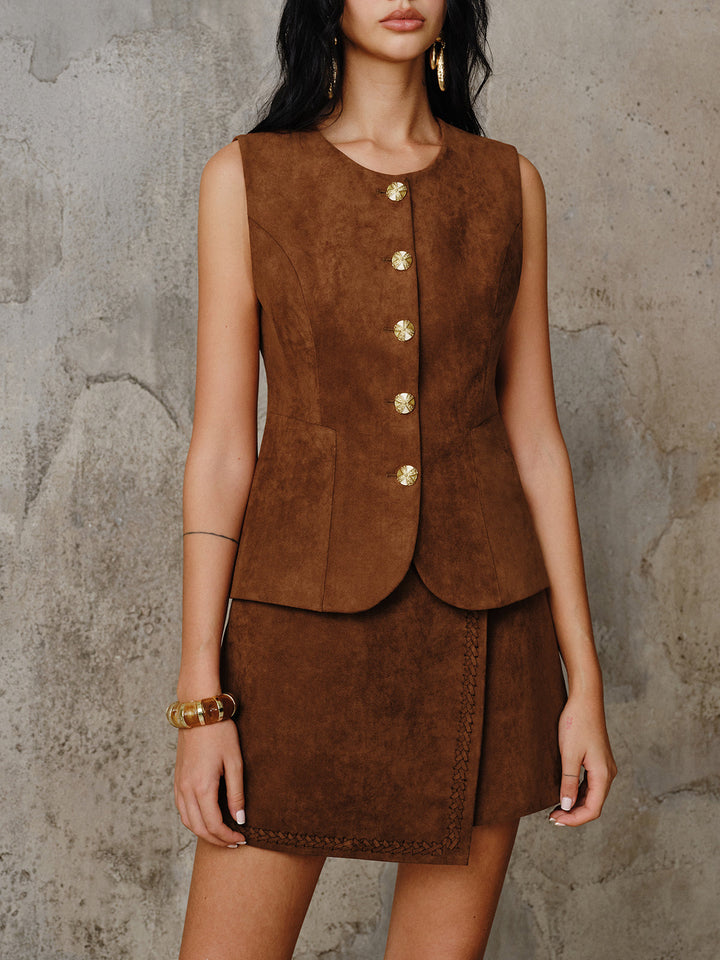 Suede Braided Trim Mini Skirt  Liora Lane Boutique Skirts