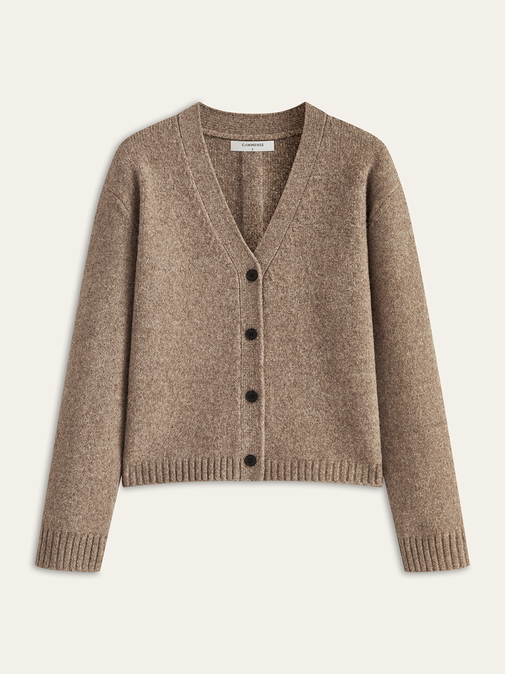 Wool Blend V-Neck Cardigan  Liora Lane Boutique Cardigans Dark Brown / XL 49.00