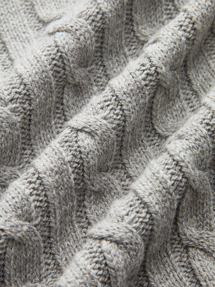 Metal Button Denim Collar Cable-Knit Top  Liora Lane Boutique Knit Tops