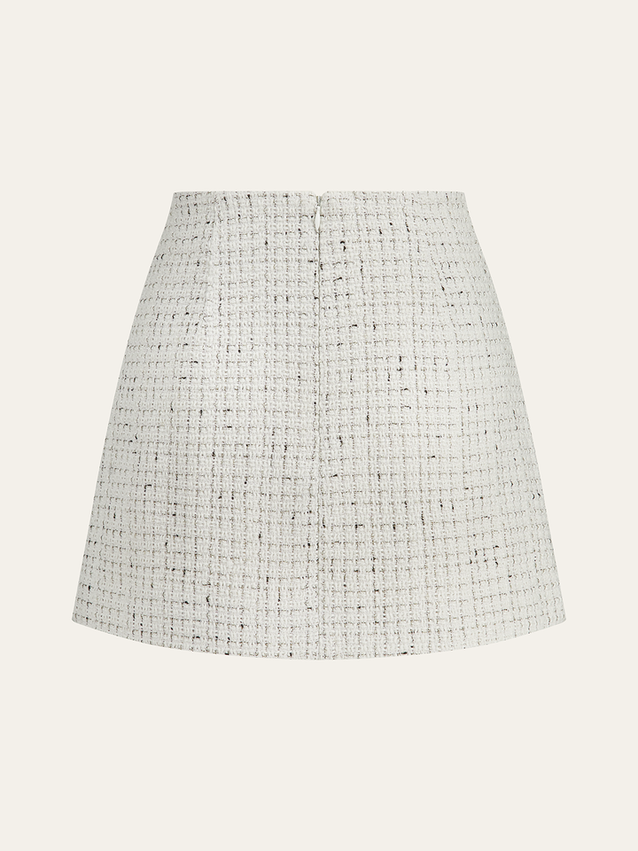 Metal Button Pleated Tweed Mini Skirt  Liora Lane Boutique Skirts