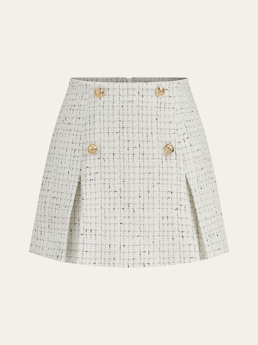 Metal Button Pleated Tweed Mini Skirt  Liora Lane Boutique Skirts