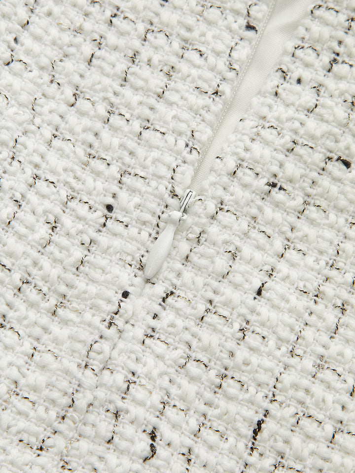 Metal Button Pleated Tweed Mini Skirt  Liora Lane Boutique Skirts