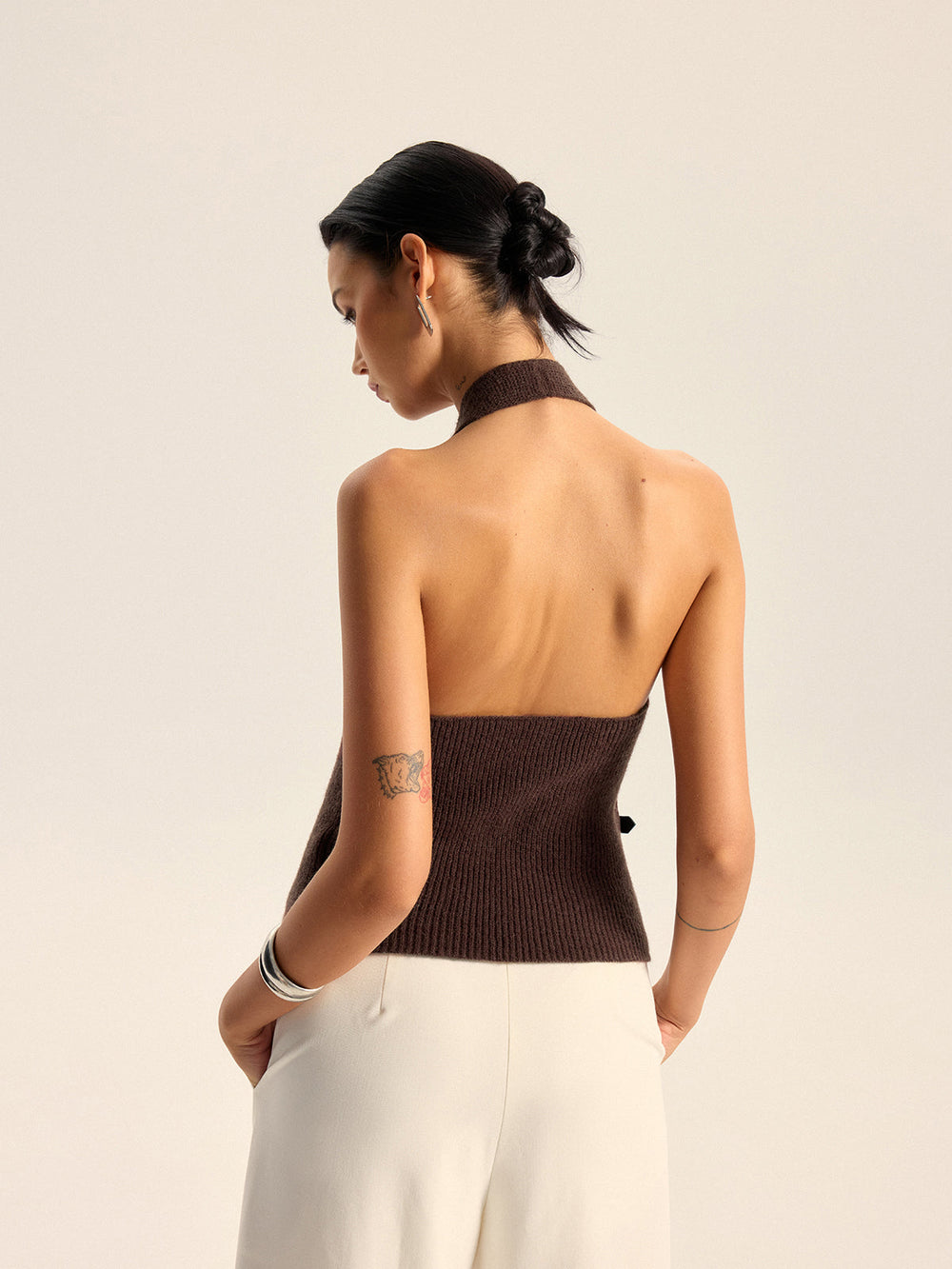 Halter Neck Backless Knit Top  Liora Lane Boutique Knit Tops