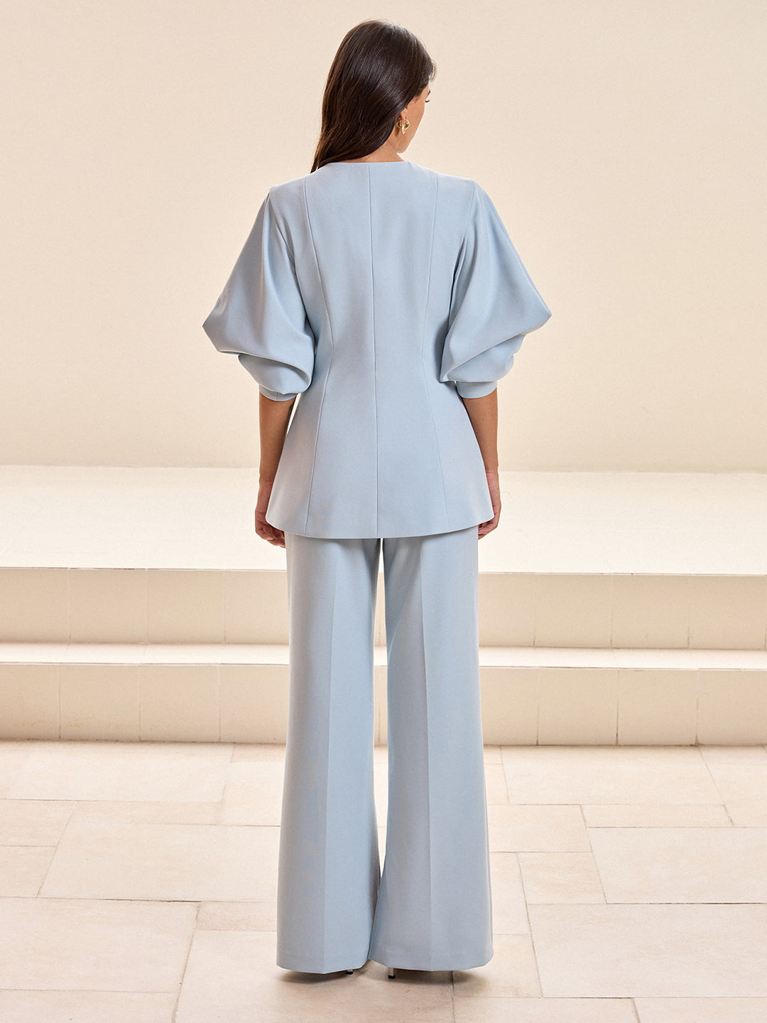 Puffed Sleeve V-Neck Blazer  Liora Lane Boutique Blazers